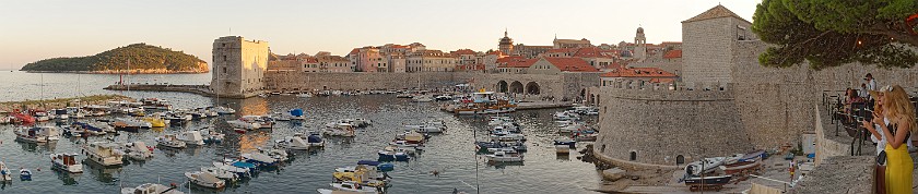 Dubrovnik. Panoramic view from the Ploče gate on Dubrovnik's old harbour and St. John's fortress. Dubrovnik. .
