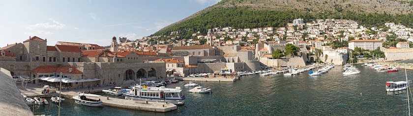 Dubrovnik. Panoramic view on Dubrovnik's old harbour and Ploče gate. Dubrovnik. .
