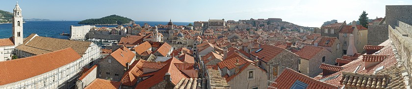 Dubrovnik. Panoramic view of Dubrovnik's rooftops, Dominican monastery, bell tower, St. Blaise's and Ignatius' churches and the cathedral. Dubrovnik. .