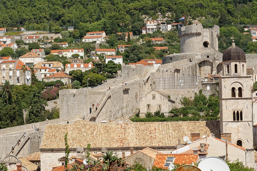 Dubrovnik. Western wall with Minčeta tower and Franciscan monastery bell tower. Dubrovnik. .