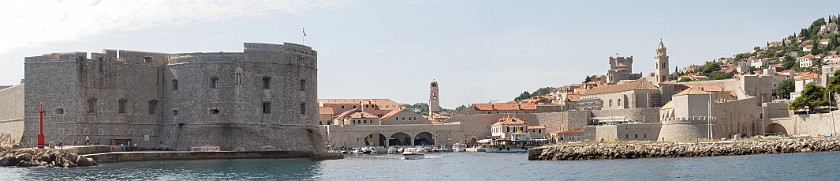 Dubrovnik. Panoramic view of the old harbour, St. John's fortress and Ploče gate. Dubrovnik. .