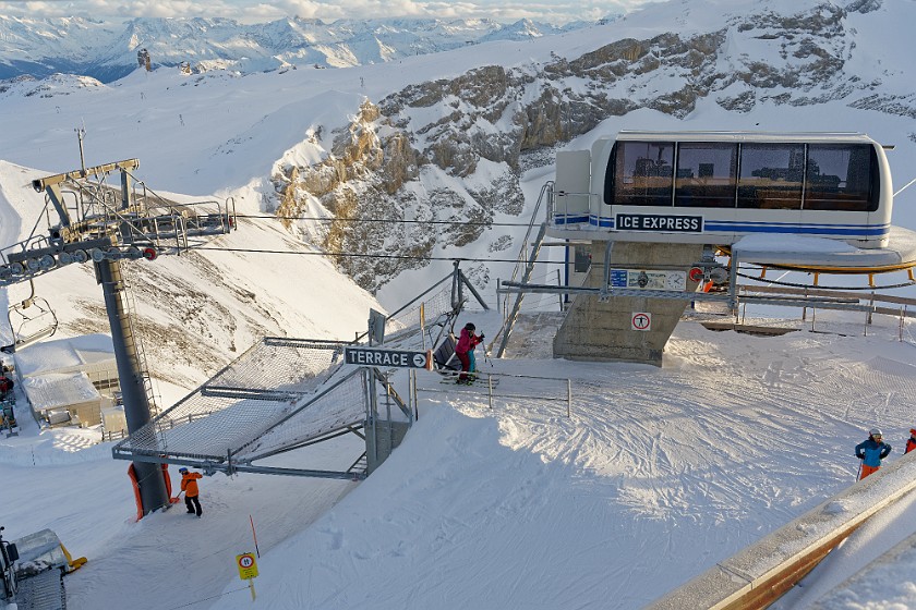 Skiing in the Glacier 3000 Area. Chair lift to the Scex Rouge. near Ormont-Dessus. .