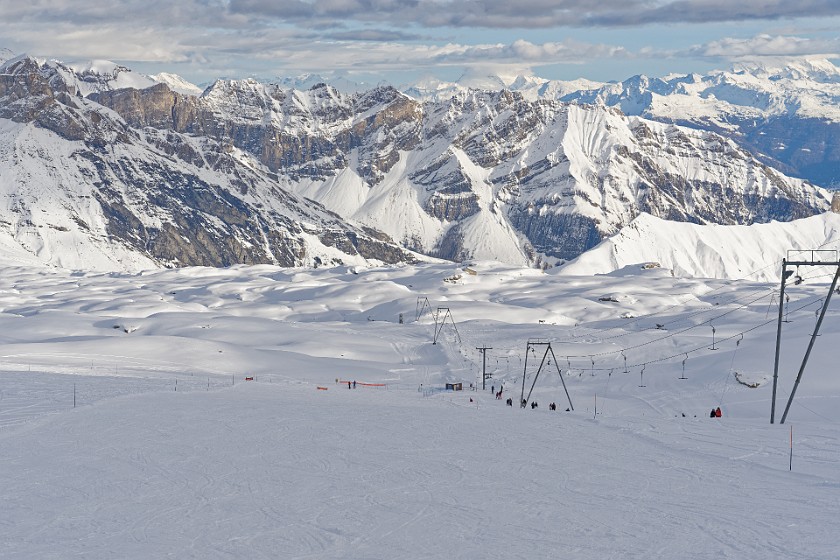 Skiing in the Glacier 3000 Area. View from the Tsanfleuron glacier. near Ormont-Dessus. .