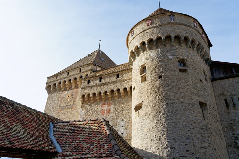Chillon Castle. Defence towers. Veytaux. .