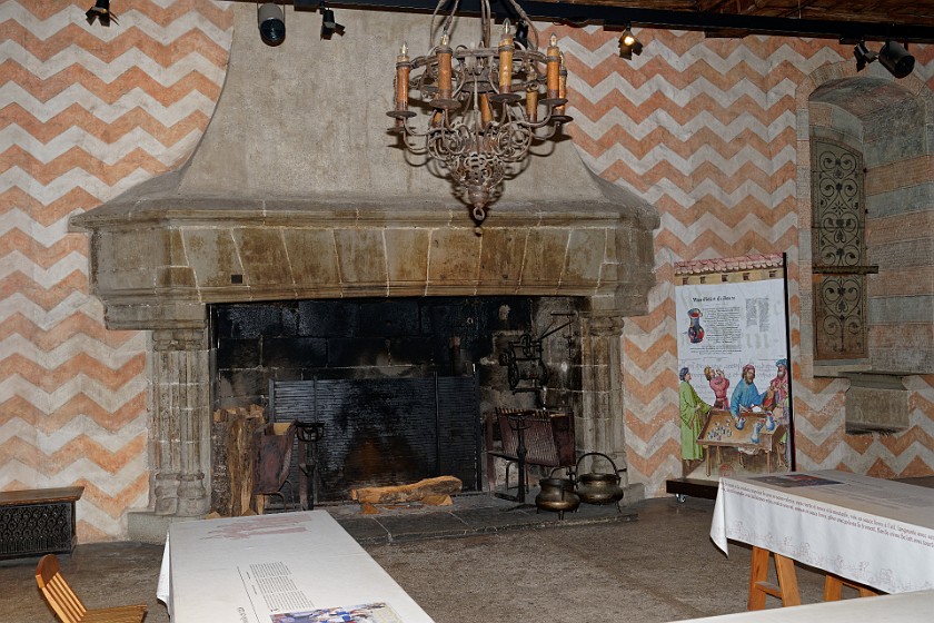 Chillon Castle. Fireplace. Veytaux. .
