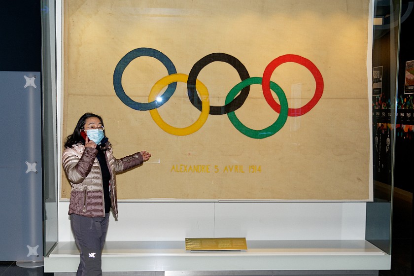 Olympic Museum. Historic Olympic flag. Lausanne. .