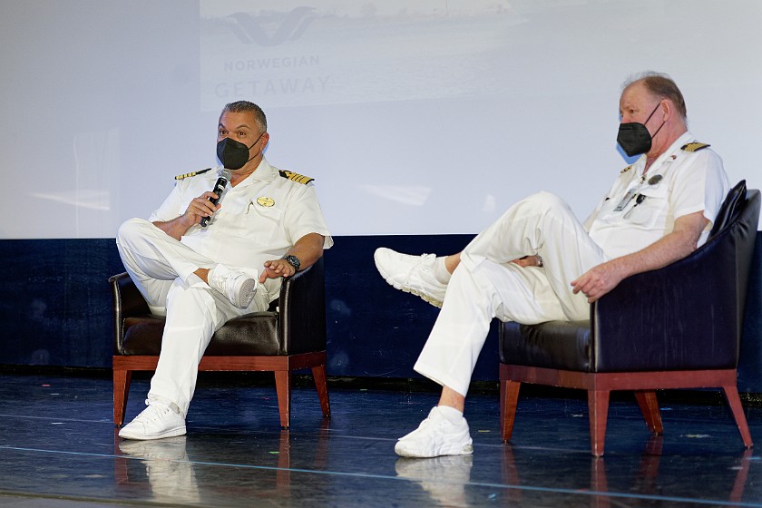 Norwegian Getaway. Captain and first technical officer. Mediterranean Sea. .