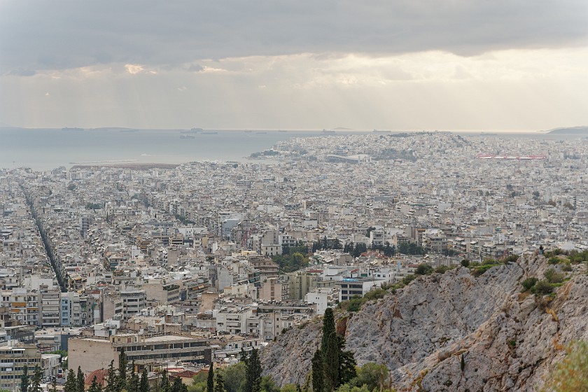 Piraeus. View from Athens to Piraeus. Athens. .