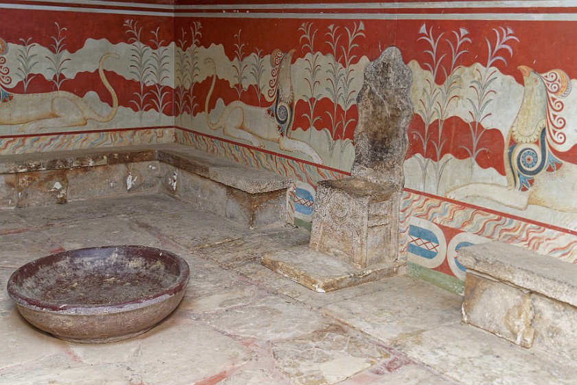 Minoan Palace of Knossos, Crete. Throne room. Heraklion. .