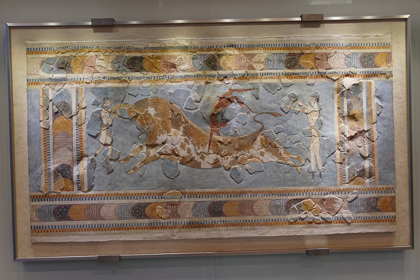 Heraklion Archaeological Museum, Crete. Bull-leaping fresco. Heraklion. .