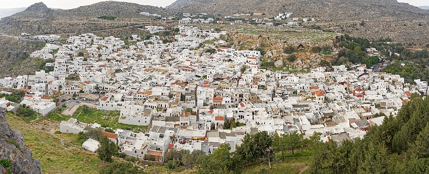 Lindos, Rhodes. Panoramic view of the village . Lindos. .