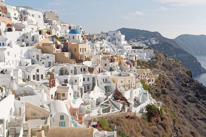 Oia, Santorini. View towards the east of Oia. Oia. .