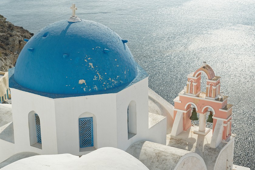 Oia, Santorini. Orthodox church of Resurrection of the Lord. Oia. .