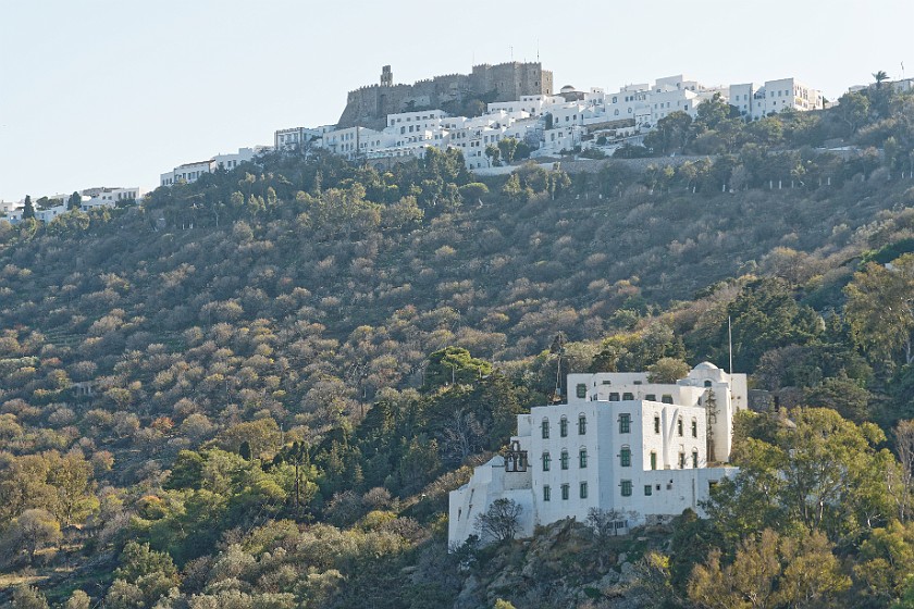 Hora, Patmos. View on Hora, the Monastery of Saint John and the Monastery of the Apocalypse. Hora. .