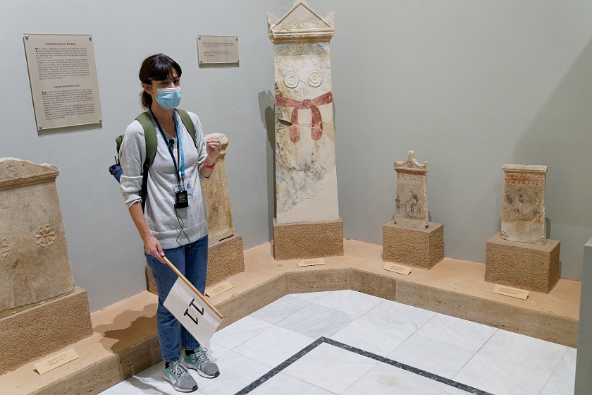 Archaeological Museum of Volos. Tour guide and tombstones. Volos. .