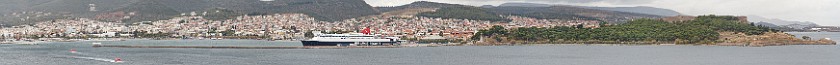 Mytilini, Lesbos. Panoramic view on Mytilini harbor and castle. near Mytilini. .