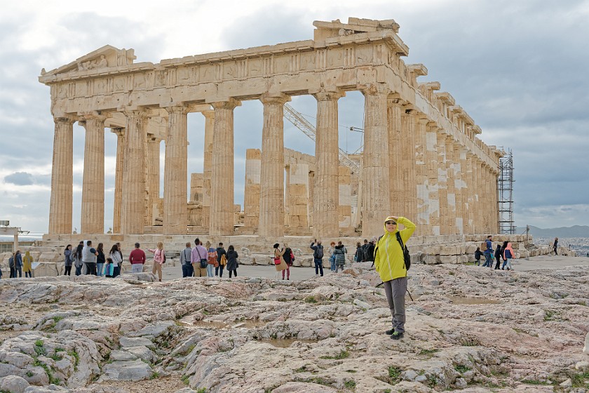 Acropolis of Athens. Portrait in front of the Parthenon. Athens. .