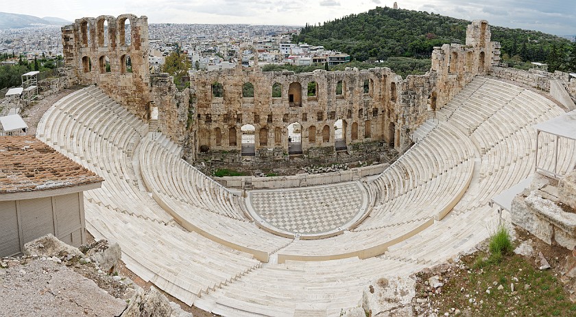 Acropolis of Athens. Panoramic view of the Odeon of Herodes Atticus. Athens. .