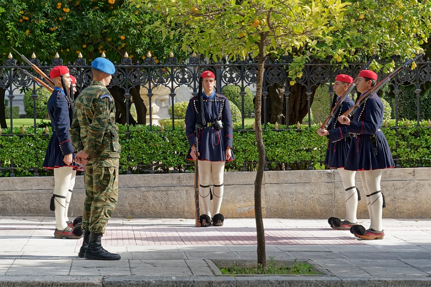 Athens Classic Bike Tour. Change of guards (evzones) in front of the presidential palace. Athens. .