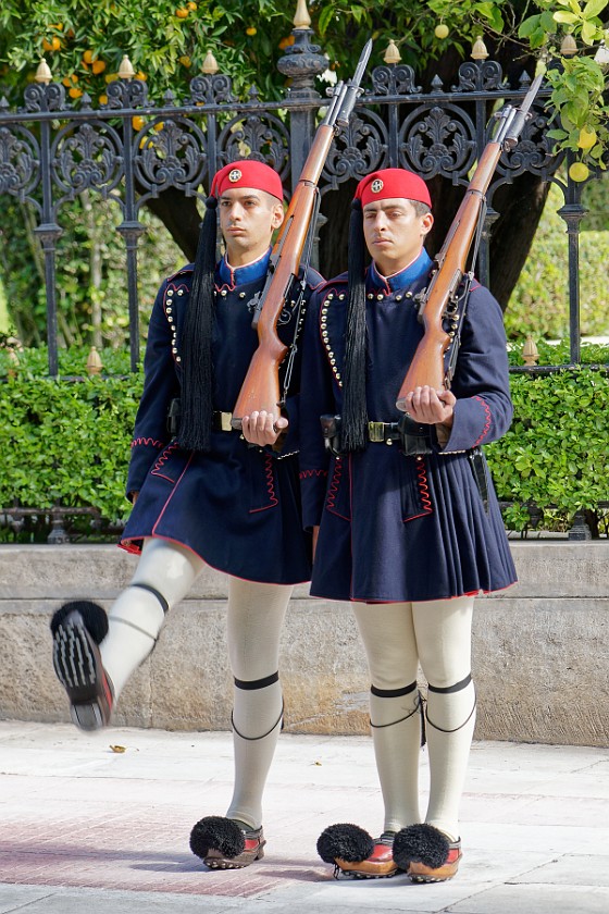 Athens Classic Bike Tour. Change of guards (evzones) in front of the presidential palace. Athens. .