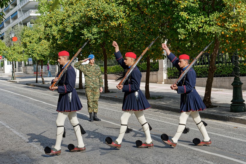 Athens Classic Bike Tour. Change of guards (evzones) in front of the presidential palace. Athens. .