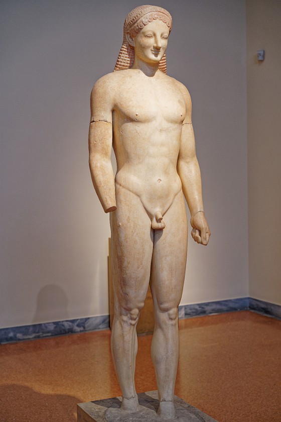 National Archaeological Museum. Marble funerary of a naked youth (kouros). Athens. .