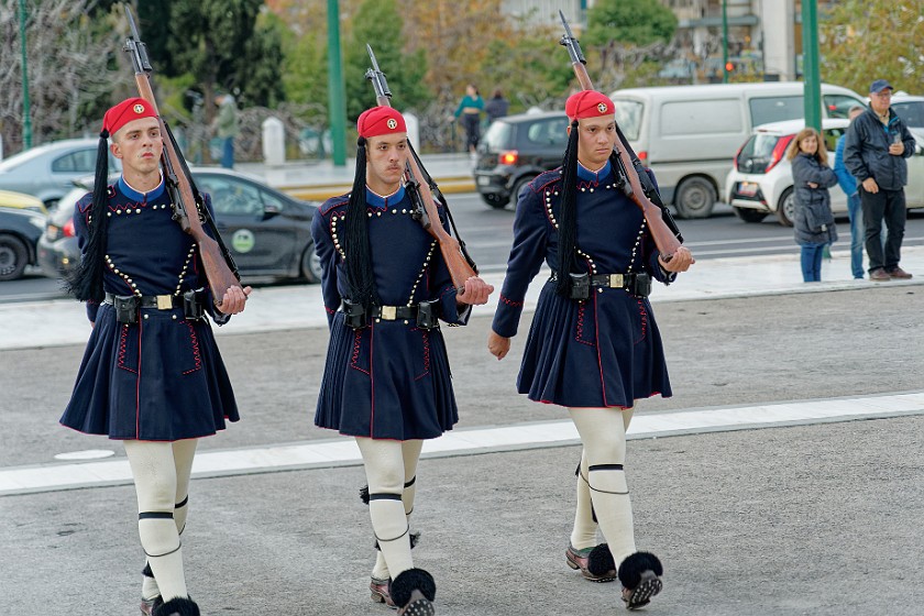 Hellenic Parliament. Change of guards (evzones) in front of the parliament building. Athens. .