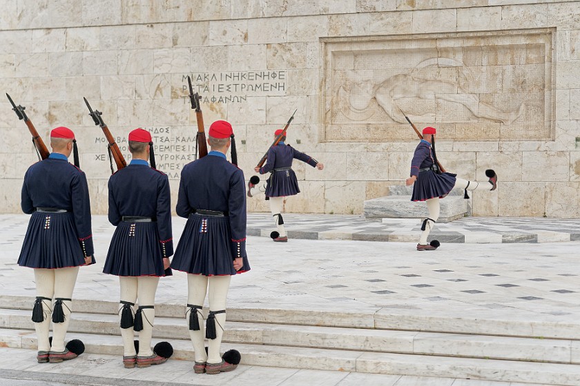 Hellenic Parliament. Change of guards (evzones) in front of the parliament building. Athens. .