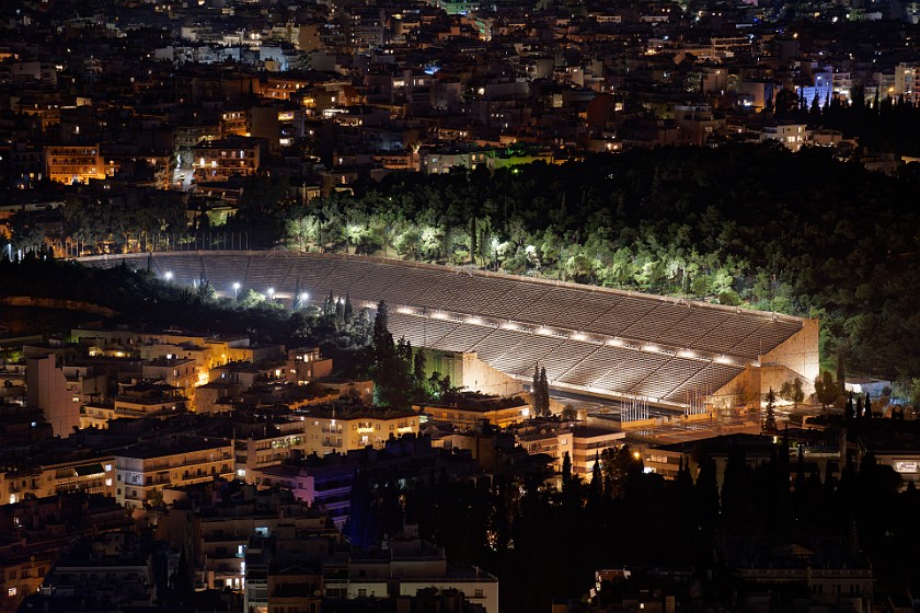 Night at Lycabettus Hill. Panathenaic Stadium. Athens. .