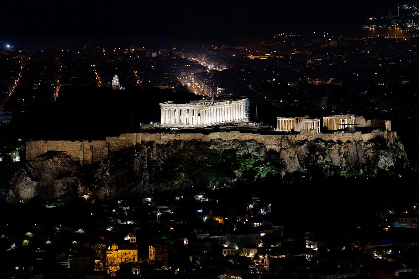 Night at Lycabettus Hill. Acropolis of Athens. Athens. .