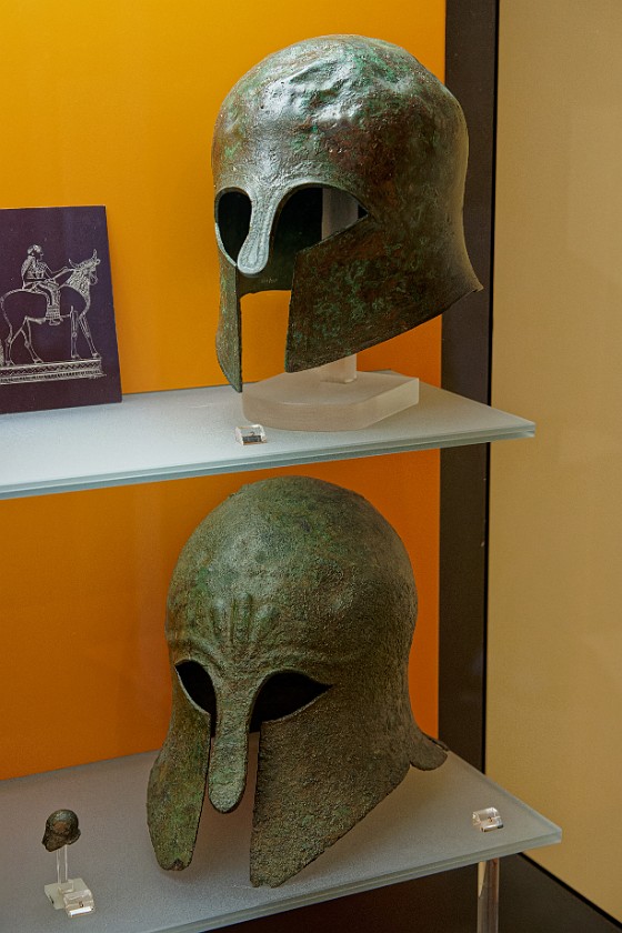 Delphi Archaeological Museum. Helmets. Delphi. .