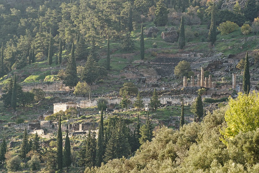 Sanctuary of Apollo. View on the archaeological site. Delphi. .