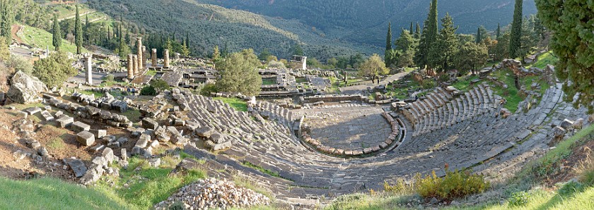 Sanctuary of Apollo. Panoramic view of the theatre. Delphi. .