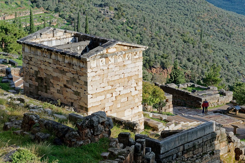 Sanctuary of Apollo. Athenian treasury. Delphi. .