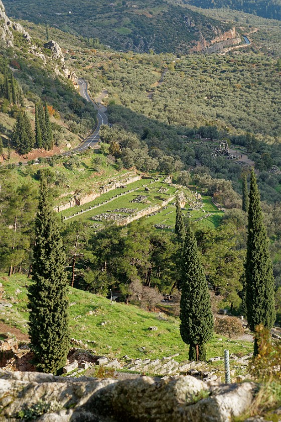 Sanctuary of Apollo. Ancient gymnasium of Delphi and Athena Pronaia temple. Delphi. .