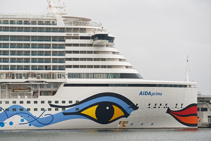 Warnemünde. Cruise ship Aida prima. Warnemünde. .
