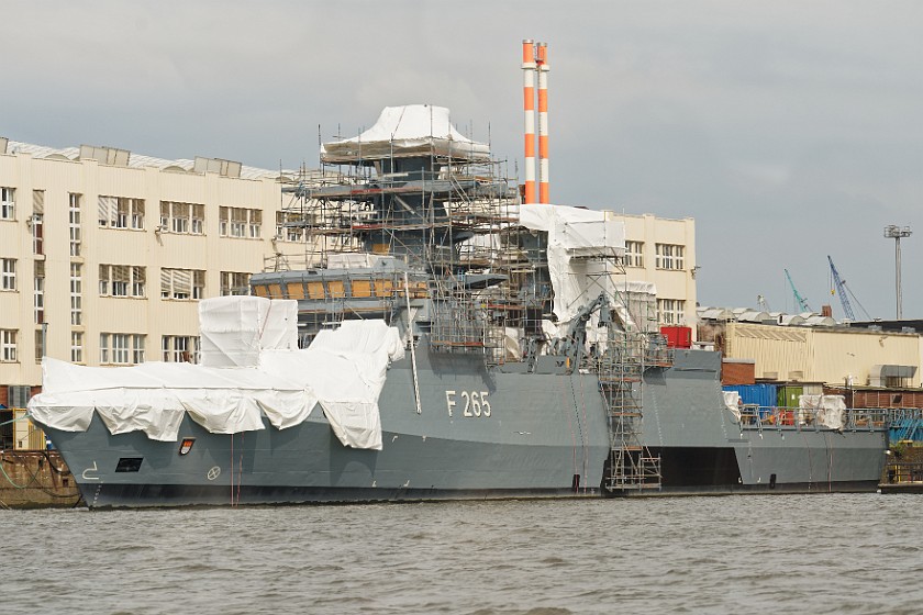 Hamburg Elbphilharmonie & Harbor. New frigate of the German navy. Hamburg. .