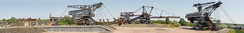 Ferropolis. Panoramic view on mining excavators. Gräfenhainichen. .