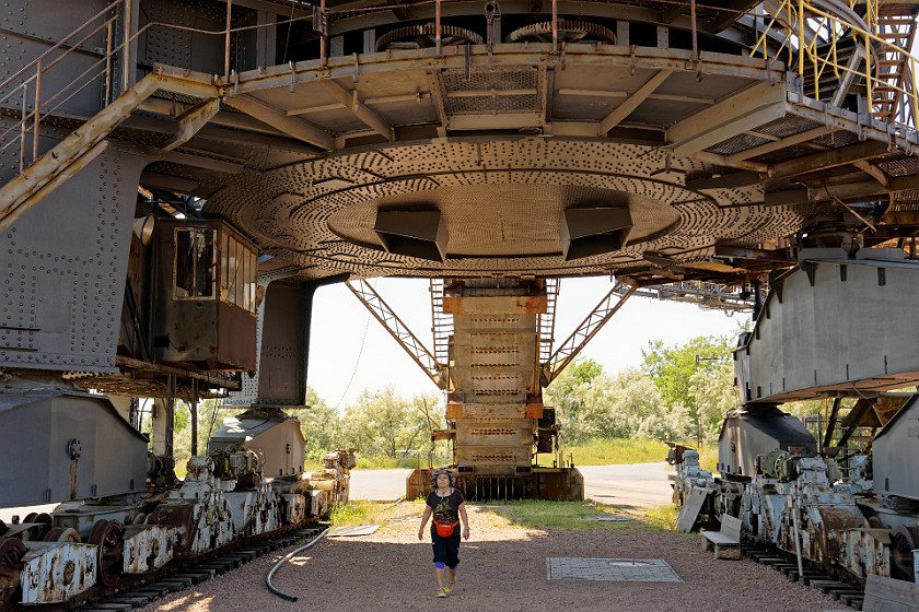 Ferropolis. Underneath a mining excavator. Gräfenhainichen. .