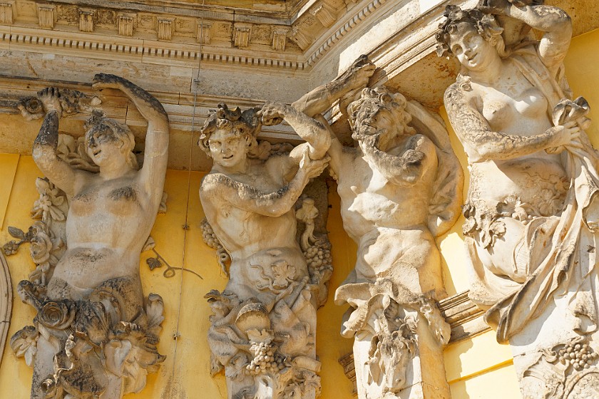 Sanssouci Palace. Wall figures. Potsdam. .