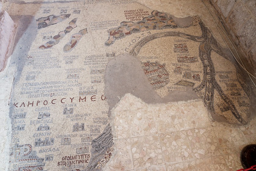 Madaba. Mosaic inside the St George's Church. Madaba. .