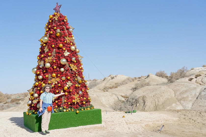 Baptismal Site. Portrait with Christmas tree. near Amman. .