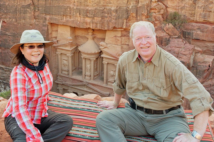 Petra. Portrait with Treasury from above. Wadi Musa. .
