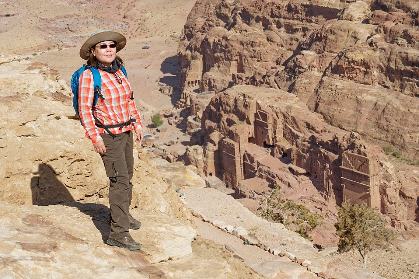 Petra. Portrait with view on the Street of Facades. Wadi Musa. .