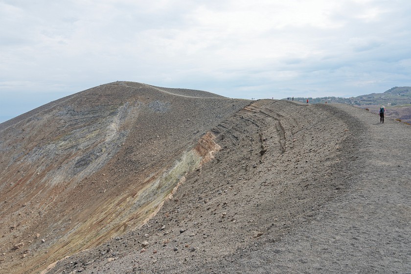 Hiking on Vulcano. Volcano crater. Vulcano. .