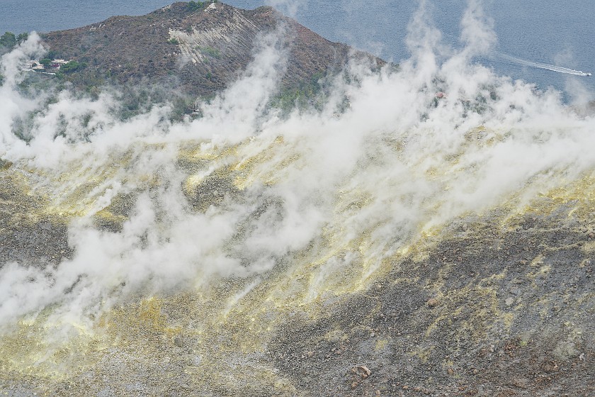 Hiking on Vulcano. Volcano crater. Vulcano. .