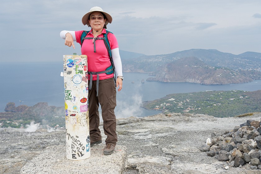 Hiking on Vulcano. Summit of Vulcano. Vulcano. .