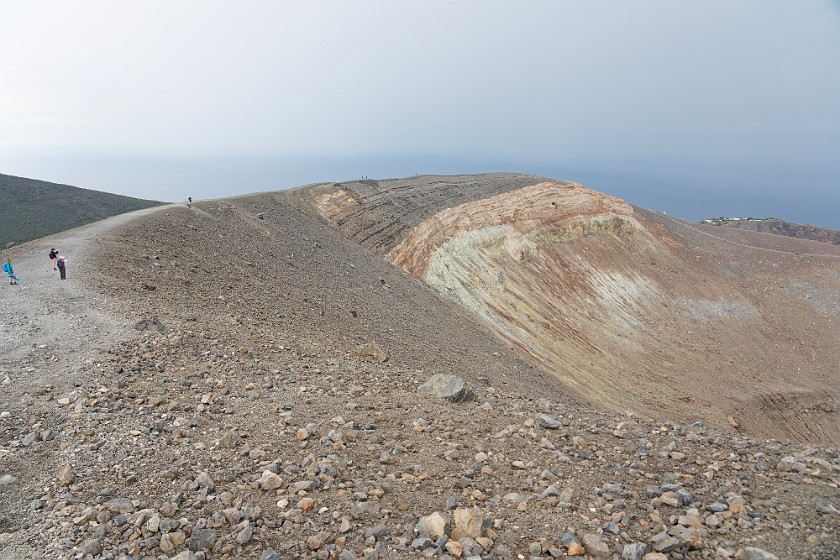 Hiking on Vulcano. Volcano crater. Vulcano. .