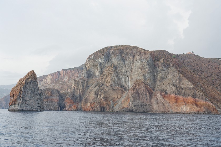 Hiking on Vulcano. Arco degli angeli and rock needle. Lipari. .