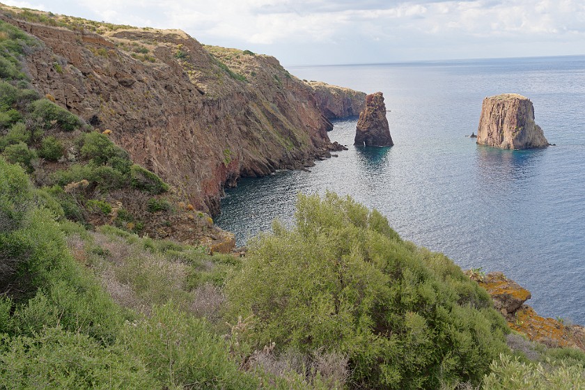 Hiking on Lipari. Rock needles. Lipari. .